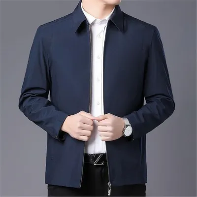 Turn-down Collar Dad-style Button-up Casual Summer Jacket