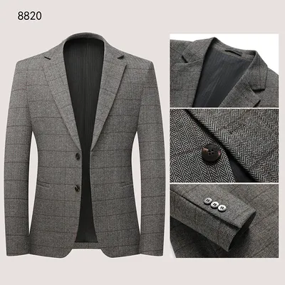 Mens Casual Suit Stretchy Wrinkle-free Trendy Suit