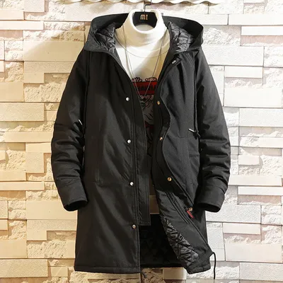 Autumn Mid Length Big Fat Windbreaker Hooded Jacket Men's Jacket