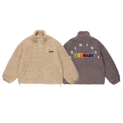 American Lambswool Stand-up Collar Cotton-padded Coat Winter Delivery Men's Loose
