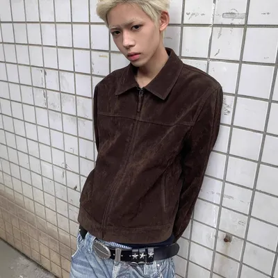 American Retro Suede Polo Collar Jacket Men