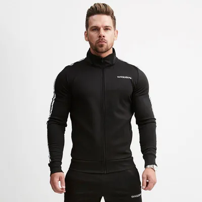 Side Webbing Zipper Hoodless Fitness Sports Jacket Top