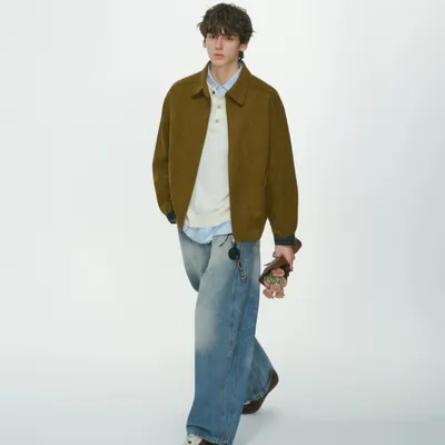 American Retro Barn Style Corduroy Stand Up Collar Jacket