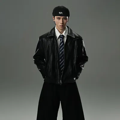 American-style Eagle-seat Leather Short Wide Jacket