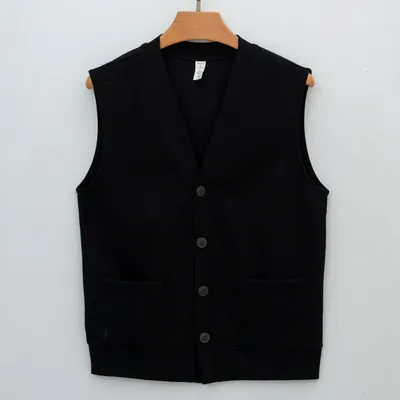Mens Solid-Color Casual Cardigan Vest