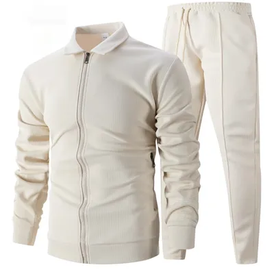 Autumn Youth Zipper Pocket Lapels Slim Fit Men's Jacket Suits