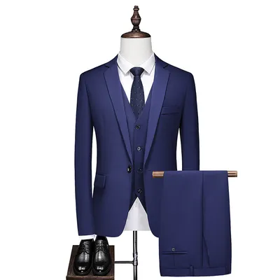 Business Leisure Solid Color Suit Suit Men's Business Suit
