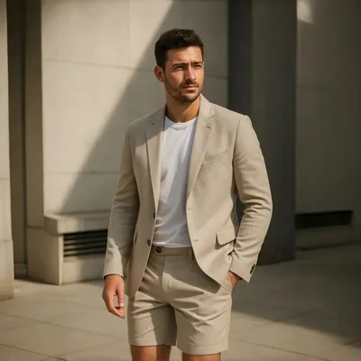 Elegant, Minimalist Short-style Mens Suit Set