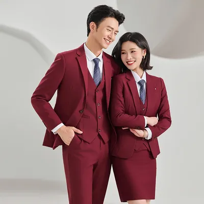 Blue Suit Set Mens Business Attire