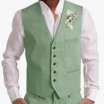 Fashionable And Casual New Mens Linen Suit