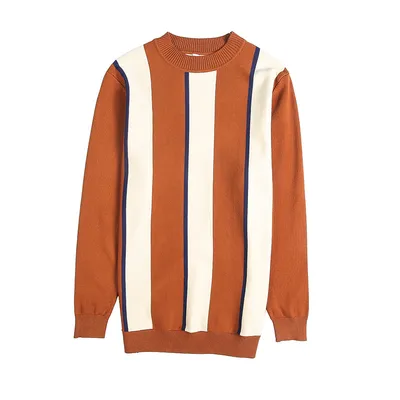 Long-sleeved Sweater Korean Style Slim fashion striped handsome sweater