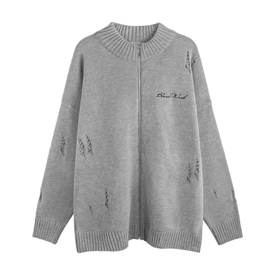 American Street Fashion Printed Letter Sweater Coat