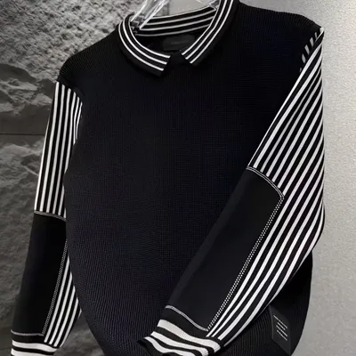 Mens Shirt-collar Knit Sweater For Spring And Autumn