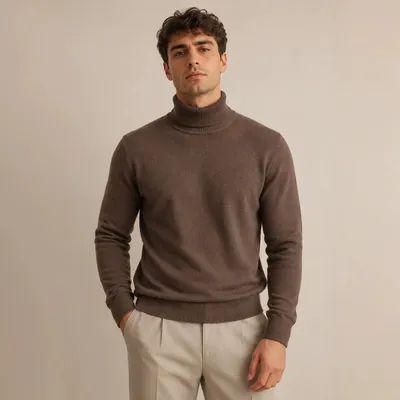 Mens New High-neck Long-sleeve Sweater