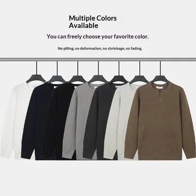 Mens Turtleneck Knitted Sweater Solid Color Sweater