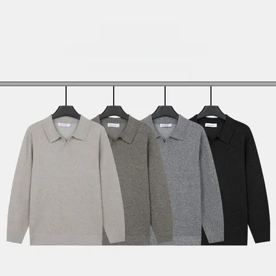 Mens V-neck Knitted Sweater Warm Long-sleeve Pullover
