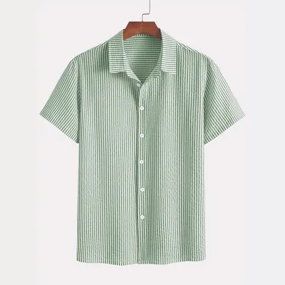 Mens American-Style Retro Plaid Short-Sleeve Shirt