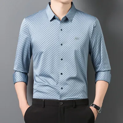 Long-sleeved Striped Mens Shirt