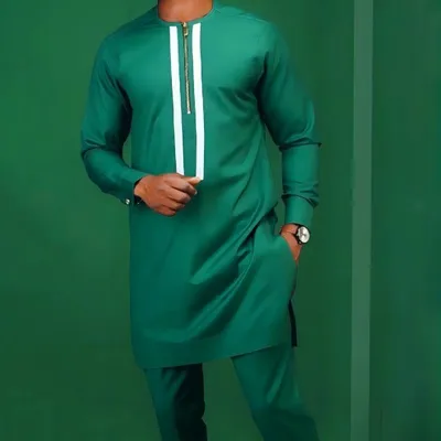 African Men's Suit Digital Top And Trousers 2-piece Set