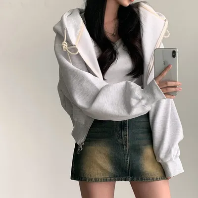 All-match Commute Hooded Zipper Sweatshirt Jacket