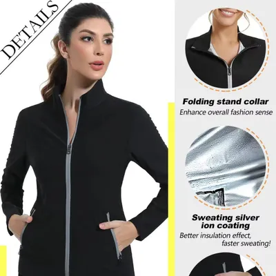 Womens Fitness Sweaty Workout Suit With Silver-Coated Stand Collar Cardigan