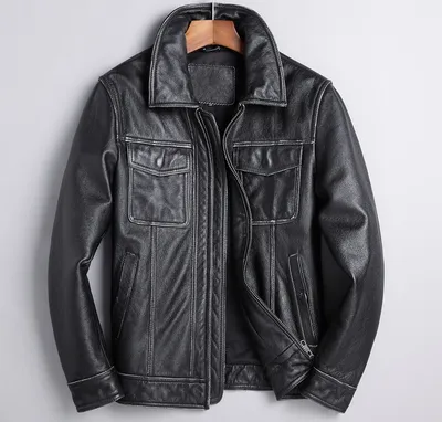  New Spring And Autumn Leather Cowhide Denim