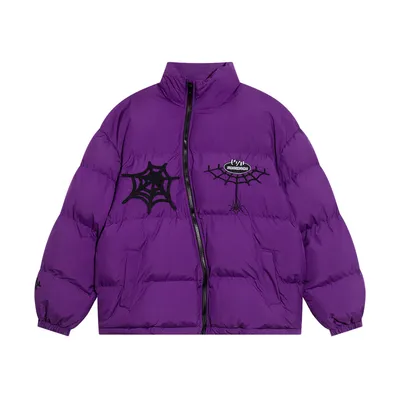 American Retro Hip Hop Embroidery Cotton-padded Coat Couple Winter Warm