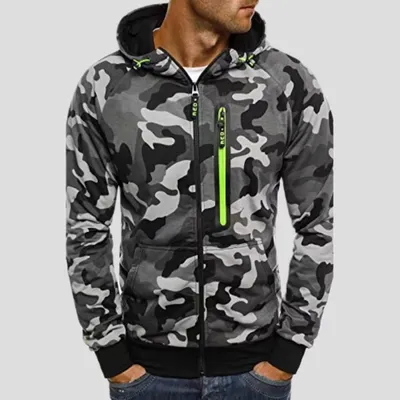 Men's Casual Hooded Zip-Up Sweatshirt Jacket