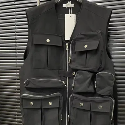 American Street Multi-pocket Mechanical Style Vest Coat