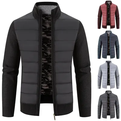 Men's Cardigan Sweater Stand Collar Sweater Coat