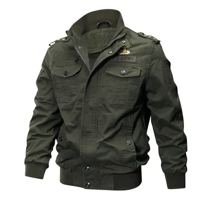 Air Force pilot jacket with washed and embroidered work clothes