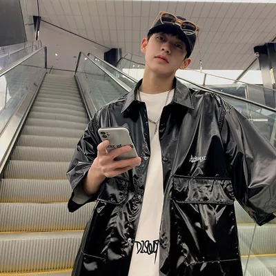  Summer Men's Short Sleeve Shirt Hong Kong Style Loose Print Street Fashion Shiny Shirt Men