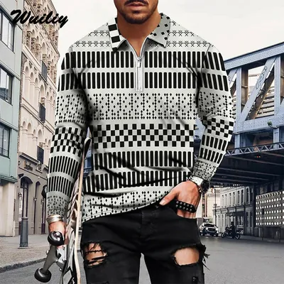 3D Printed Long Sleeve Men's Pullover Casual Sports T-Shirt