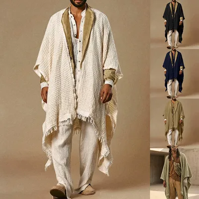 Cloak With Tassel Trim Cape-style Coat