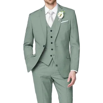 Mens Slim-fit Three-piece Suit With A Single-breasted Jacket