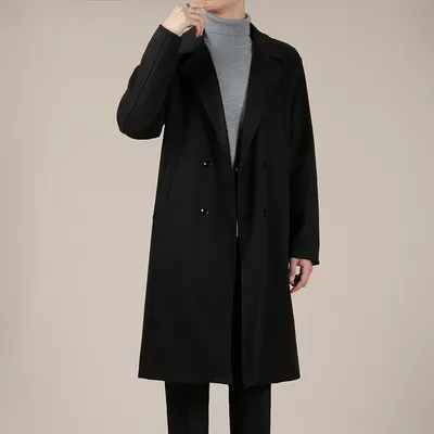 Autumn And Winter Trench Men's Mid-length Woolen Korean Coat
