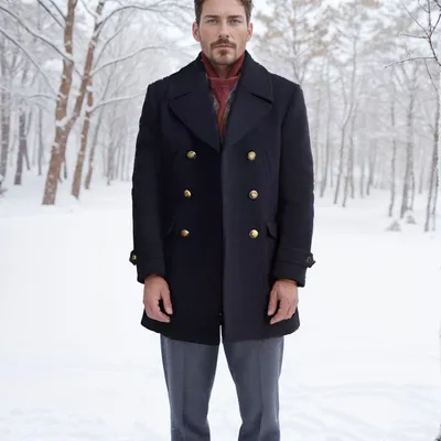 Men's Long-Sleeve British-Style Fashionable Wool Coat