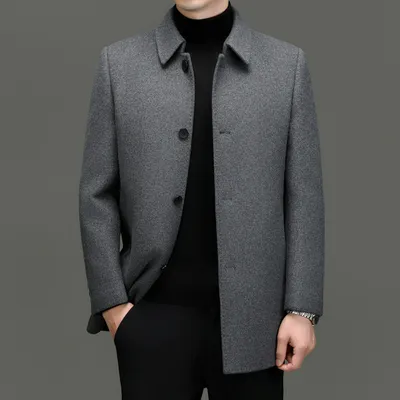 Detachable-lining Casual Wool Coat
