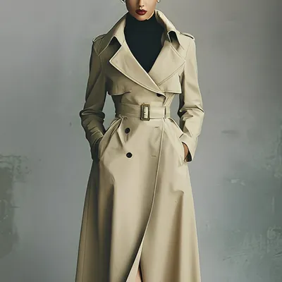 Elegant Versatile And Figure-flattering Long Coat Womens Trench-style Outerwear