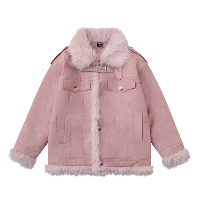 Autumn And Winter New Thickened Cotton Padded Stand-up Collar Cotton-padded Coat Deerskin Velvet
