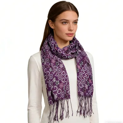 2pcs Purple Flowy Boho Viscose Watercolor Inspired On Airy Scarf,Luxe Look For Evening Wear,Scarf,vacation,daily Life,evening Party,Office Appropriate Subtlety For Women Men