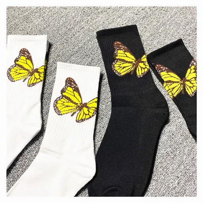 Angel Pure Cotton Black And White Tube Street Fashion Socks
