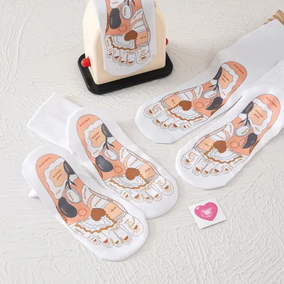 Acupoint Graphic Foot Massage Cotton Socks