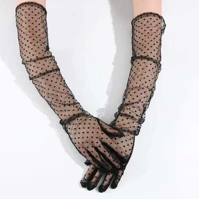 Women's Polka-Dot Extended Lace Gloves