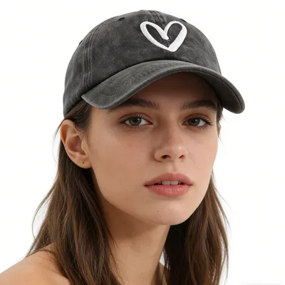 2PCS Love Heart Embroidered Baseball Cap Adjustable Unisex Dad Hat Cute Valentine's Day Birthday Honeymoon Gifts For Girlfriend Boyfriend