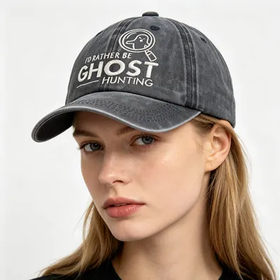 2pcs Ghost Hunting Baseball Cap, Embroidered Washed Cotton Hat, Retro Unisex Cap For Paranormal Fans