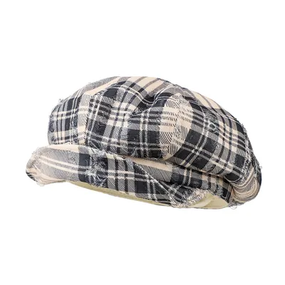 Retro Checkered Brushed Octagonal Newsboy Hat - Korean Version. Antique-style Checkered Soft Brim Hat. Fashionable, Trendy And Stylish Hat With A Touch Of Elegance