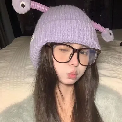 2 New Cute Luminous Autumn And Winter Warm Ear Protection Wool Korean Cartoon Fashion All-matching Knitted Hat