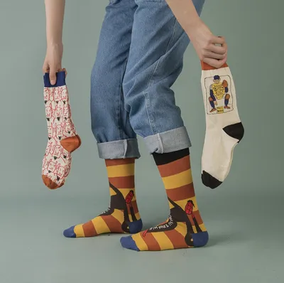 Abstract Pattern Couples Sports Cotton Mid Tube Socks