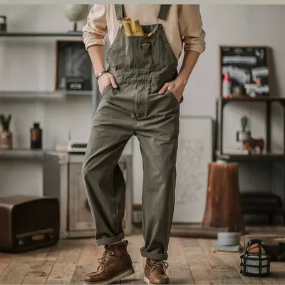 Mens Loose-fitting Overalls With Suspenders
